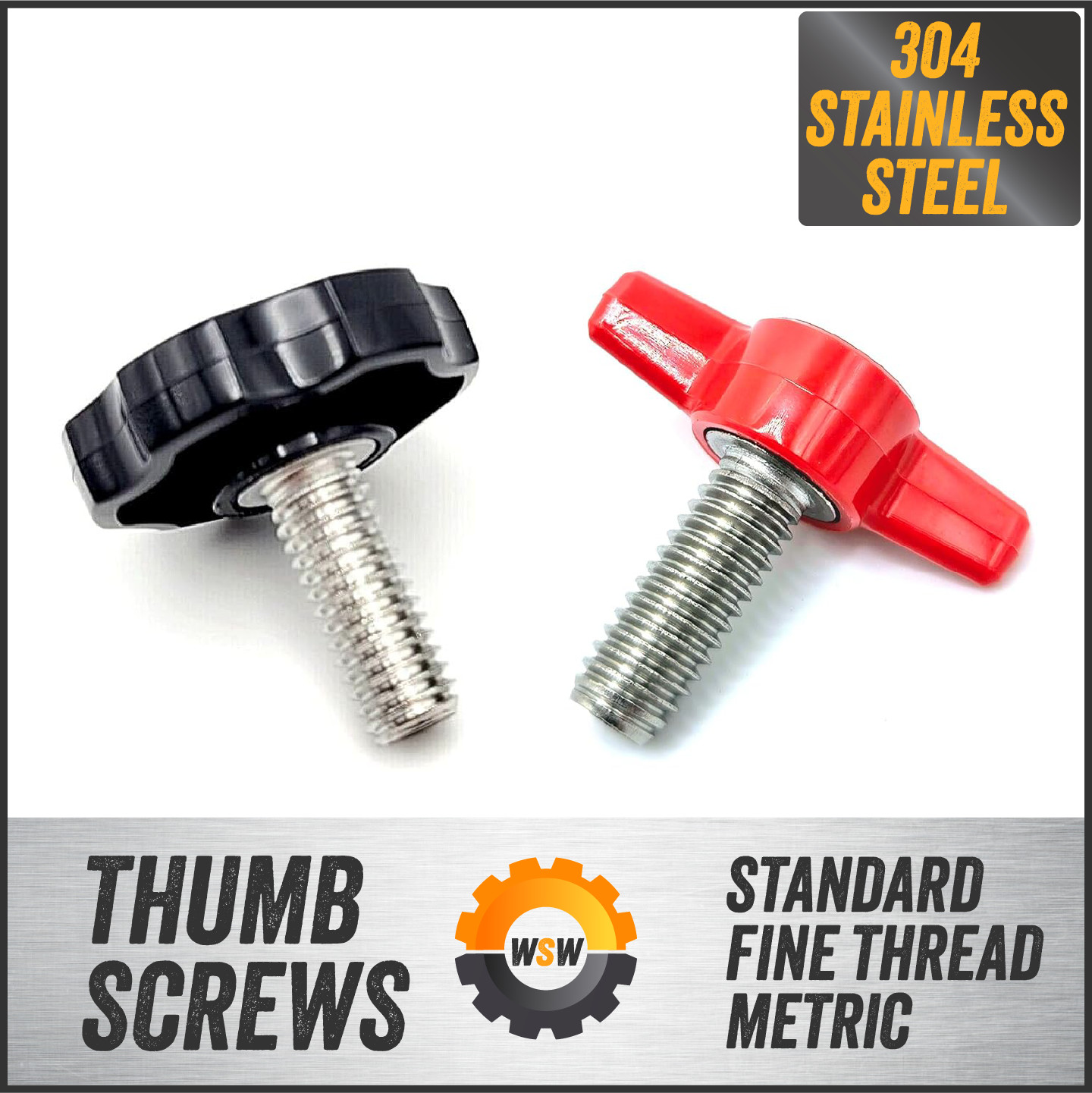 3/8″-24 Thumb Screw T Bolts Fine Thread Red Tee Wing Knob Stainless Steel UNF