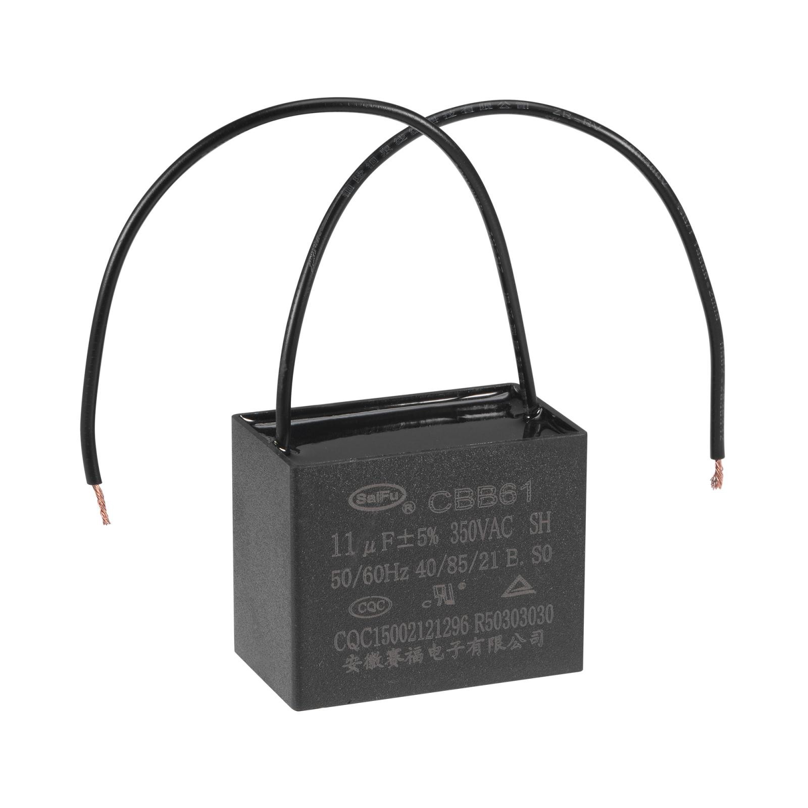 Metallized Film Ceiling Fan Capacitor CBB61 11uF 350V AC 2 Wires