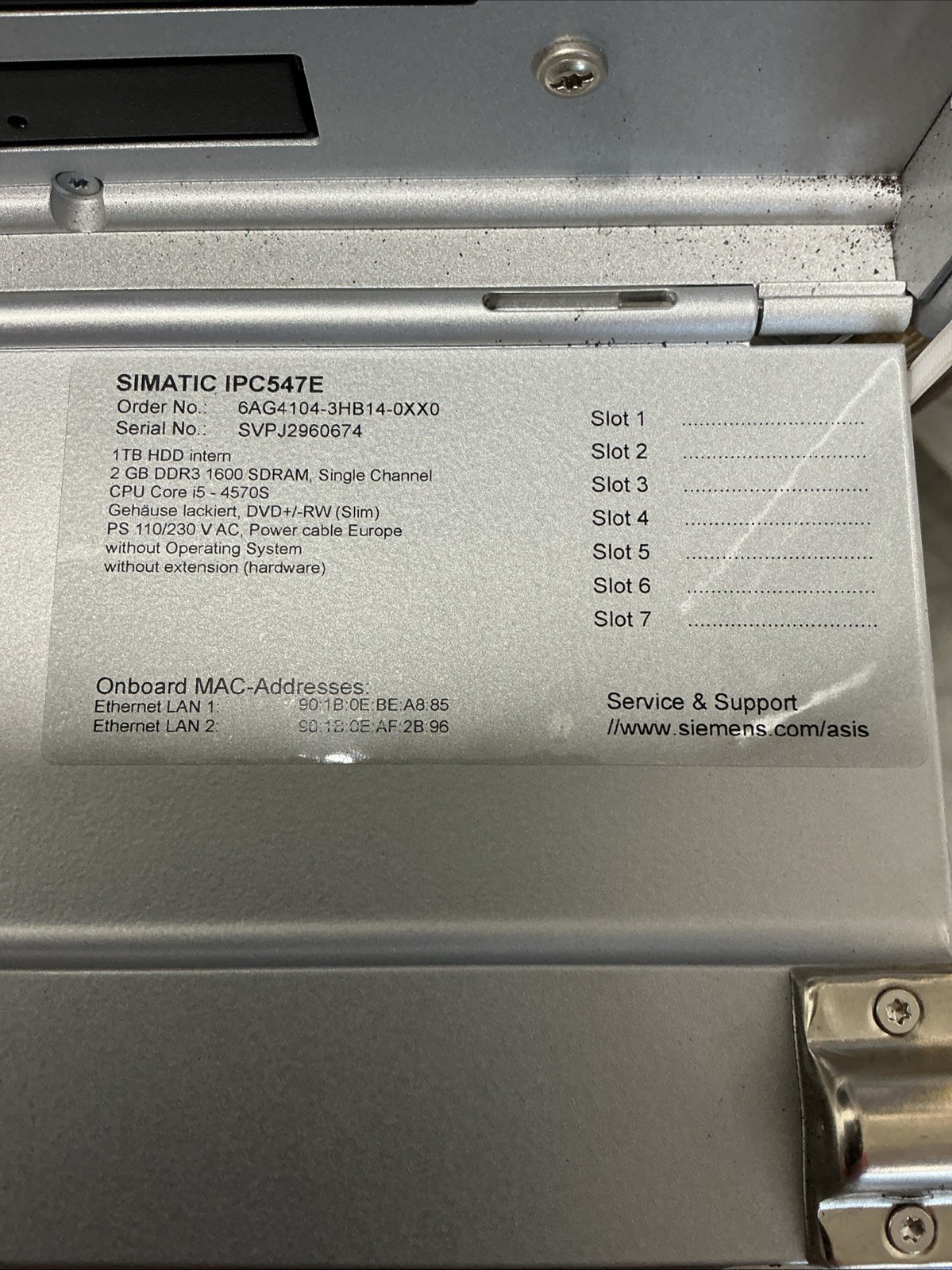 Siemens Simatic ICP547E 6AG4104-3HB14-0XX0 Rack PC. AB-331s
