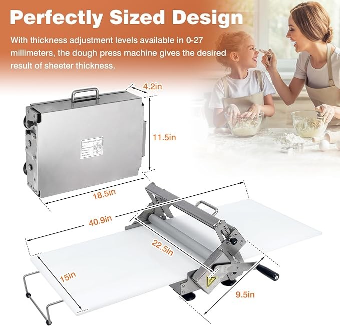 Open 40.9»x15.5″Commercial Folding Manual Stainless Steel Machine Dough Sheeter