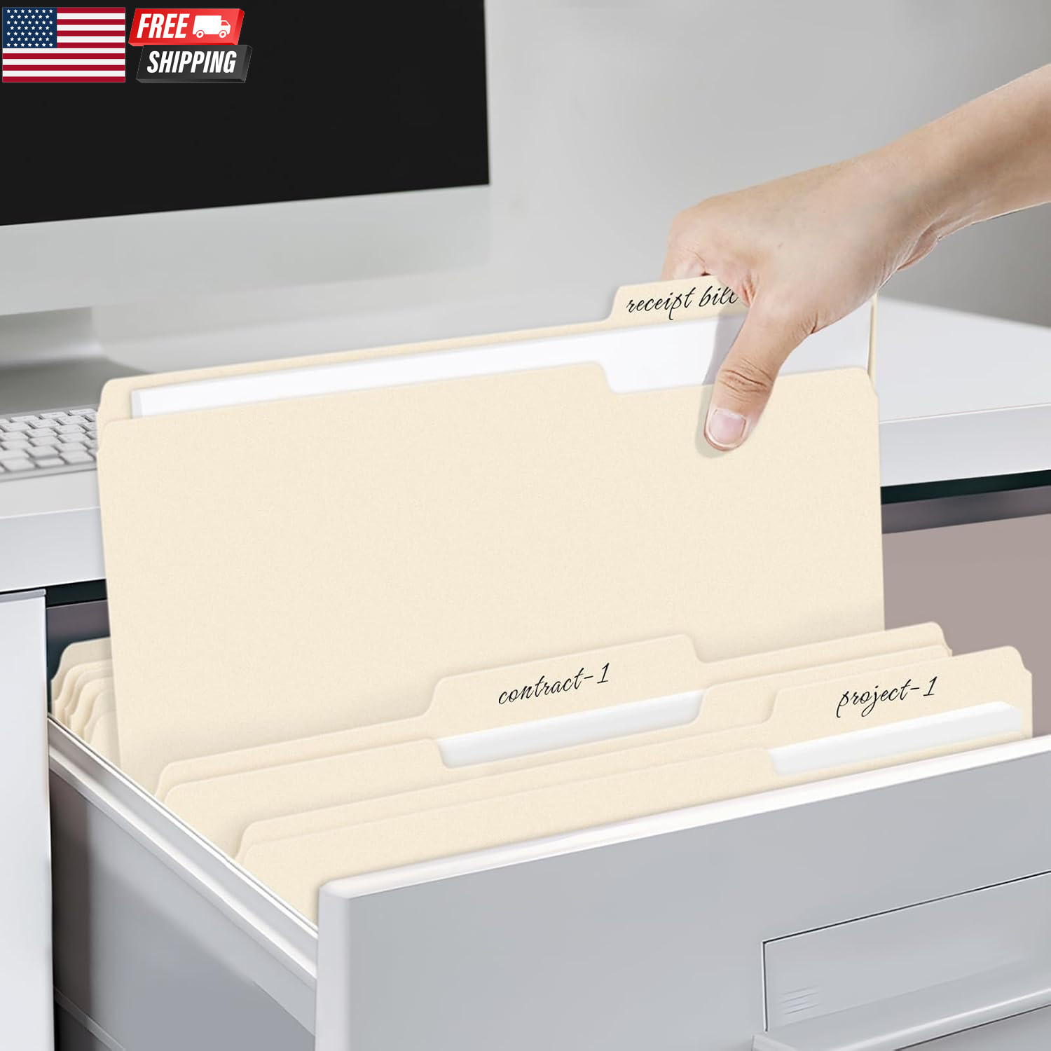 File Folders, 30 Pack Manilla Folders 8.5 X 11, 1/3 Cut Tab for Easy Labeling an