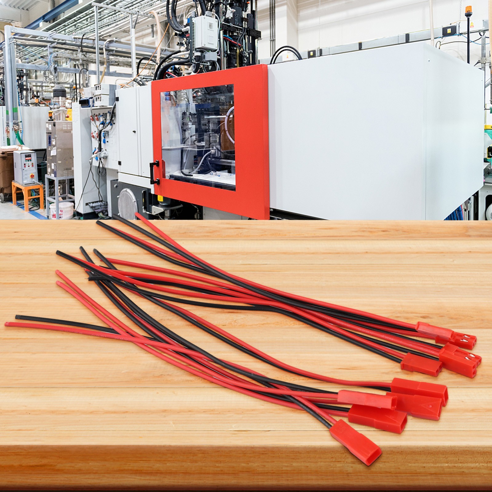 Connector Cable with 2P Assembled Connector 200mm Red + Black Wire