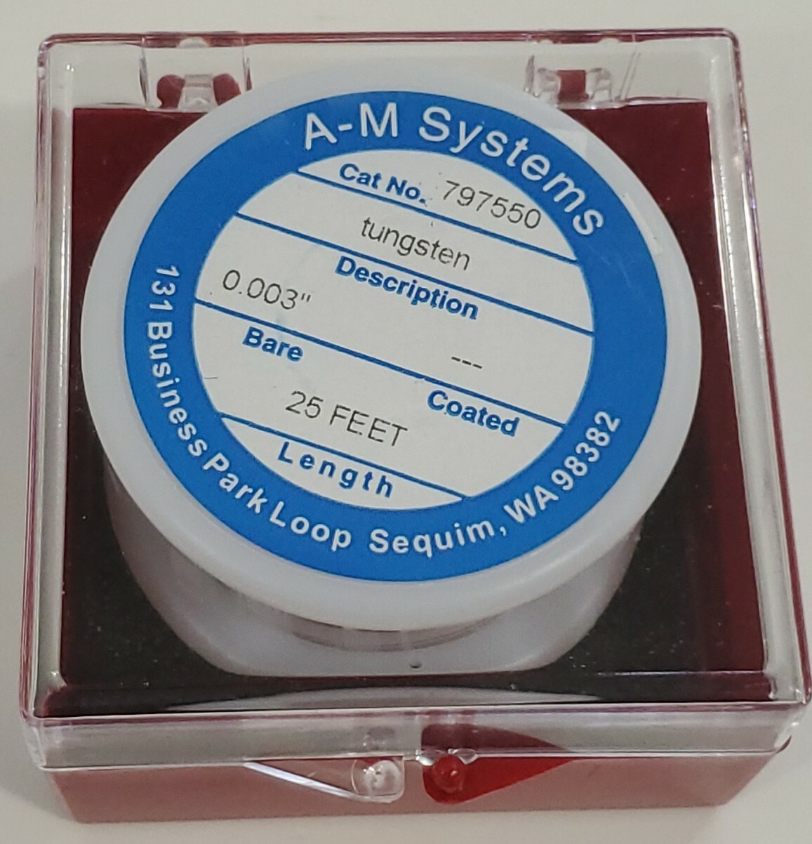 *NEW* A-M Systems 797550 Bare Tungsten Wire 0.003″ 25Ft Spool + Warranty!