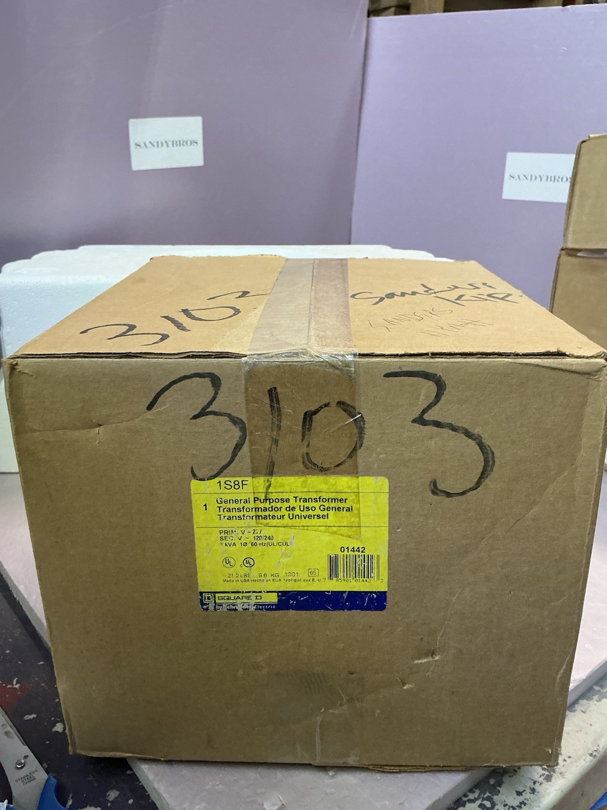 Square D General Purpose Transformer 1S8F 277v- 120v 1kva 1ph **NEW**