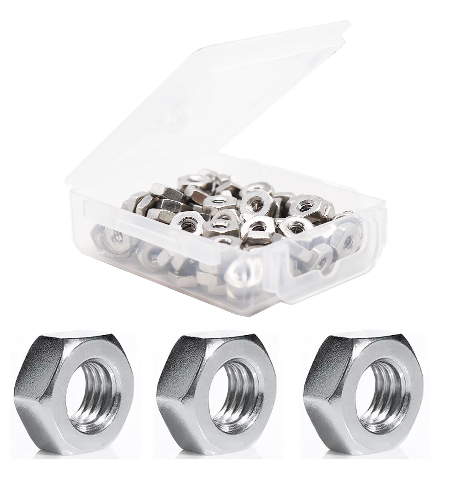 binifiMux 150 pcs M3 Hex Nuts, Stainless Steel 3mm I.D Hex Nuts, Silver M3 He…