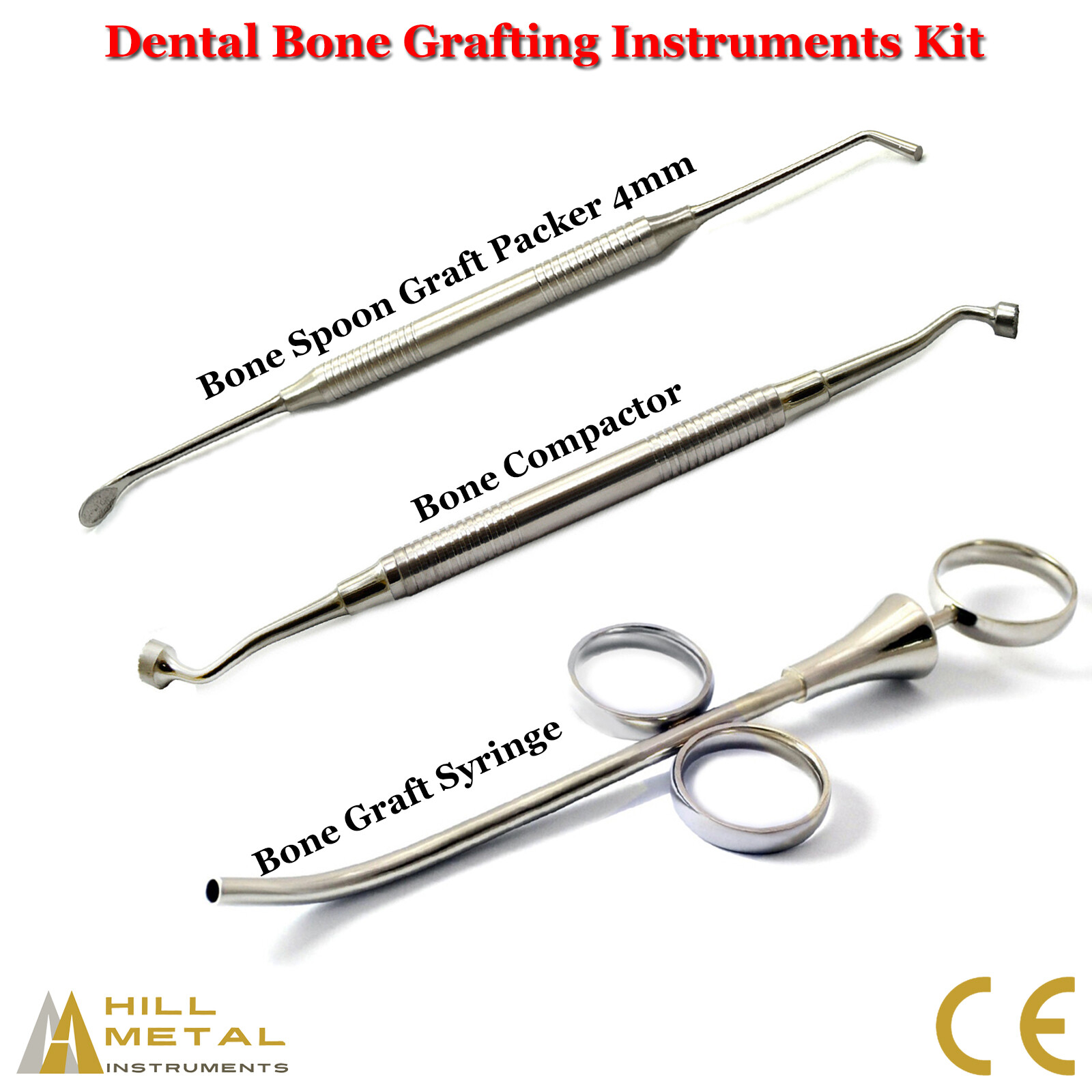 Bone Graft Plugger, Packer, Compactor Bone Graft Syringe Dental Implant Surgery