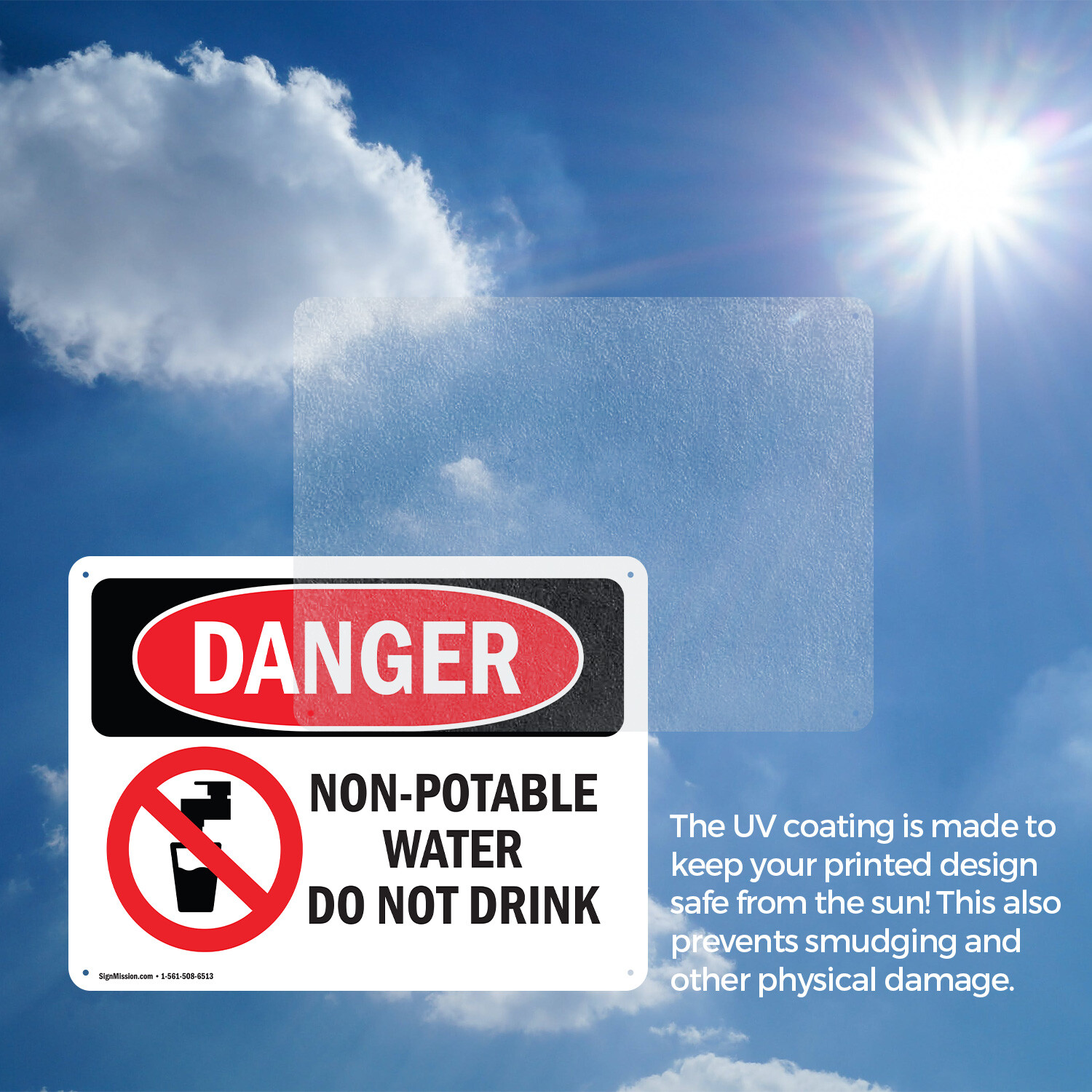 (2 Pack) Non-Potable Water Do Not Drink OSHA Danger Sign Decal Metal Plastic