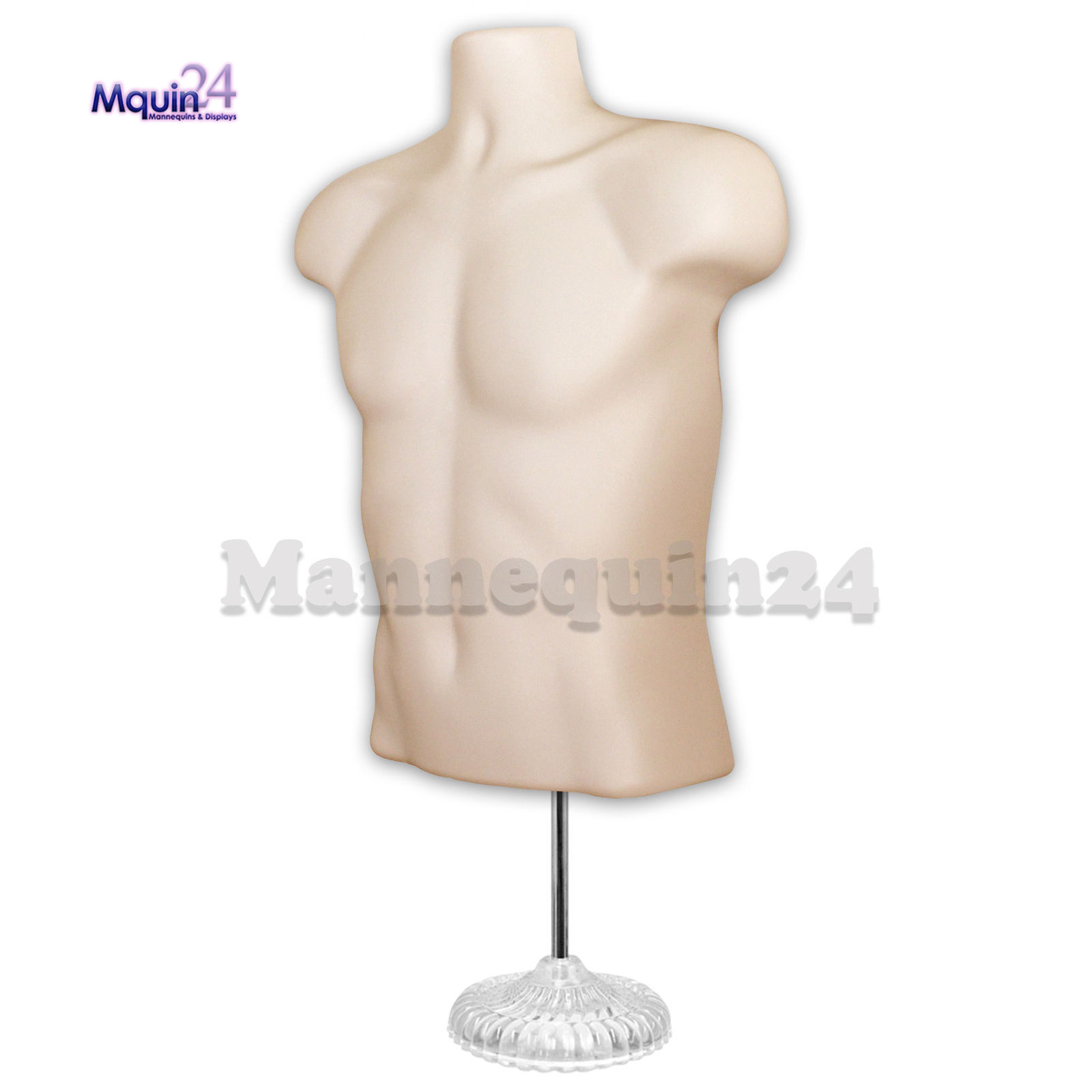 1 Mannequin Torso Flesh Male with Stand & Hanger -Plastic Men’s Body Form