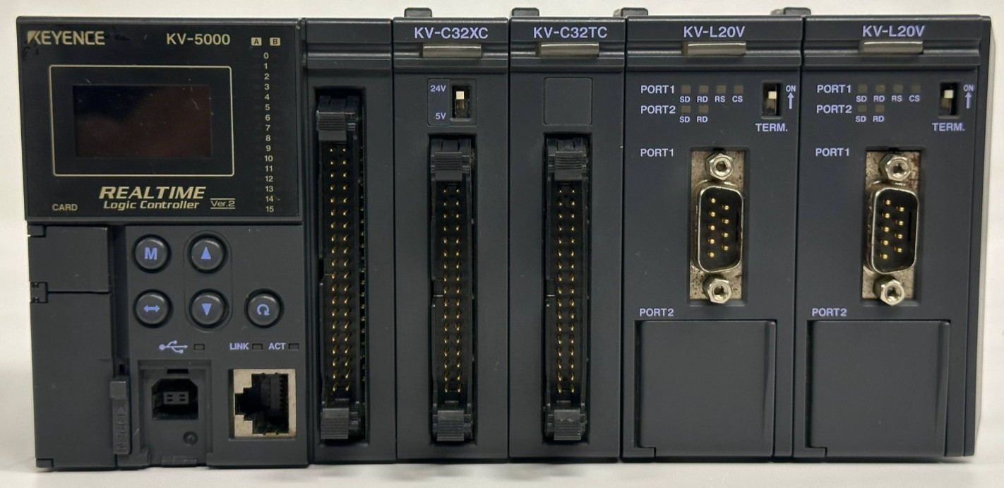 KEYENCE KV-5000 PLC KV-C32XC KV-C32TC KV-L20V(2PCS) CONTROLLER MODULE SET