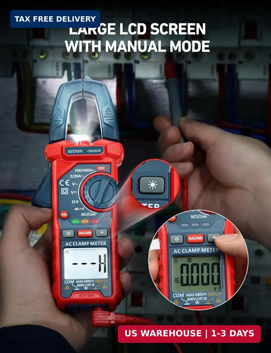 Digital Clamp Meter Multimeter 2000 Counts Amp Voltage Tester Auto-rangi