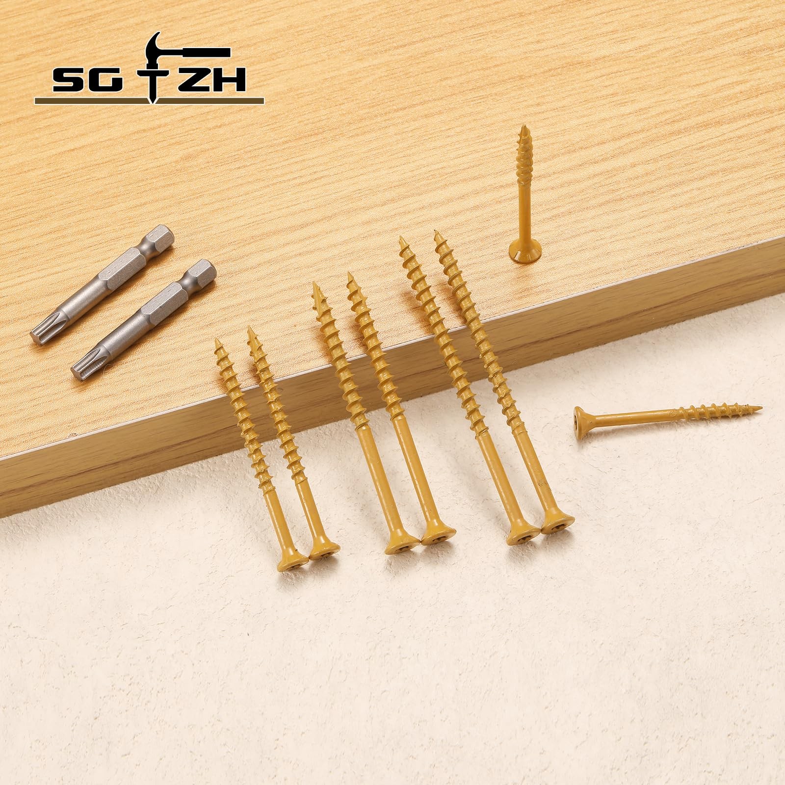 #14 x 7 Inch Deck Screws (19Pcs) 1lb. Exterior Wood Screws. Carbon Steel, Tan, F