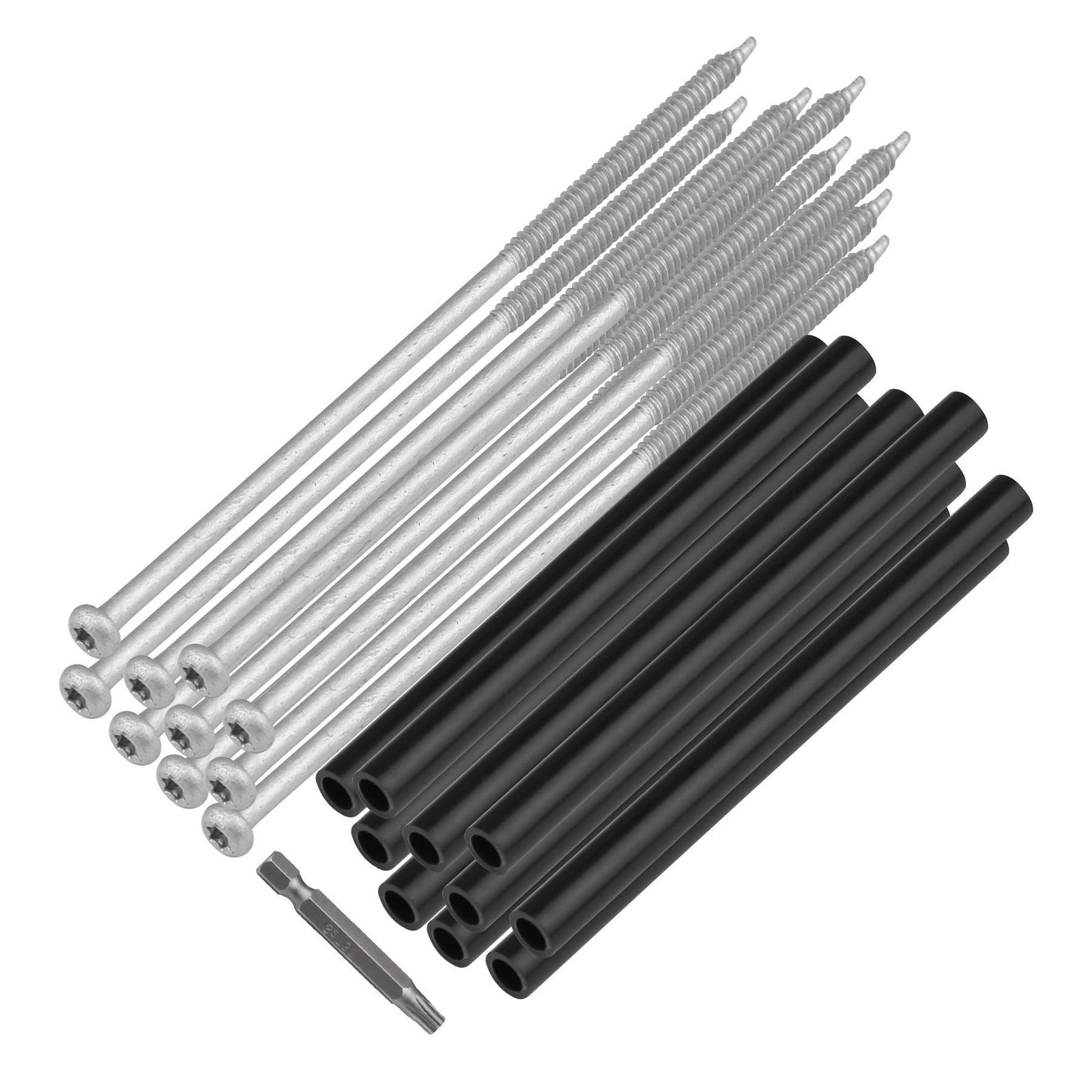 10 Pieces 7″ Gutter Screws with Ferrules and Driving Black, Silver