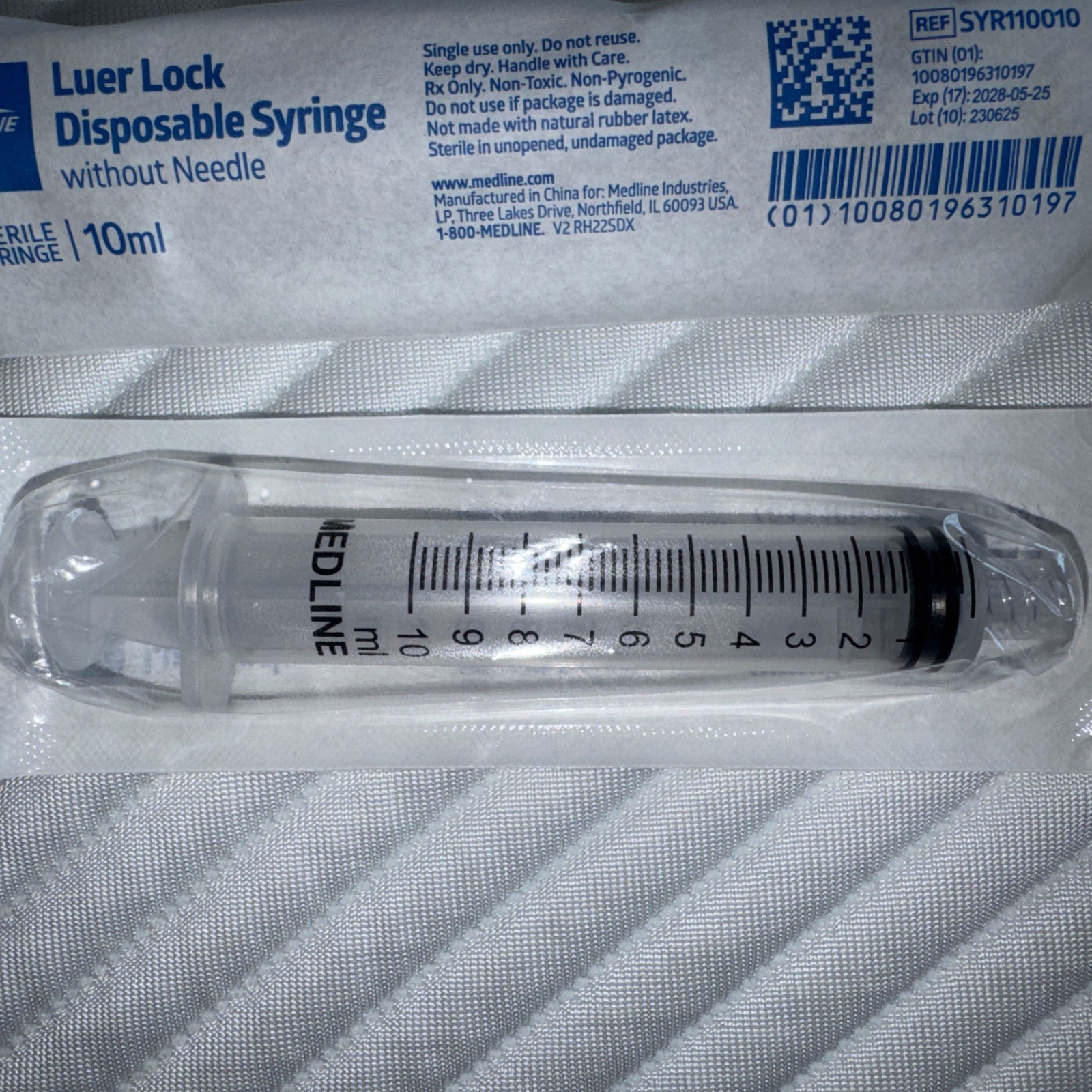 Lot Of 10 Medline 10ml Luer Lock Disposable Syringe No Needle Sterile SYR110010