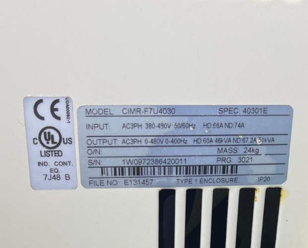 YASKAWA VARISPEED F7 CIMR-F7U4030 480V 60.0A