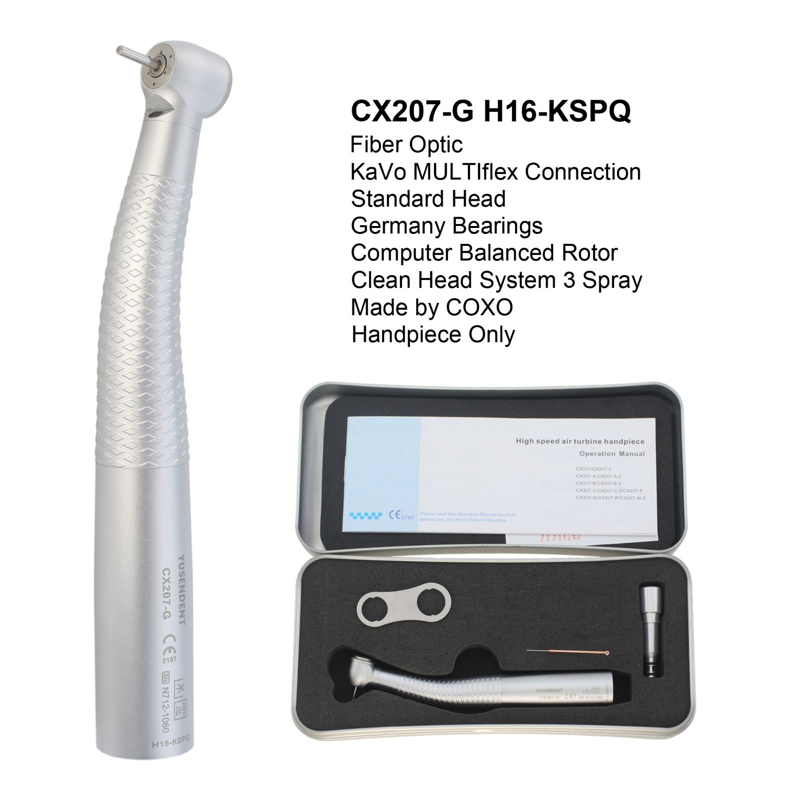 COXO Dental Handpiece High Speed Fiber Optic LED CX207-G KaVo NSK WH Coupling