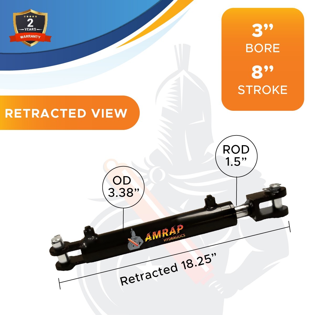 3×8 Hydraulic Cylinder -3″ Bore x 8″ Stroke Welded Clevis Hydraulic Cylinder