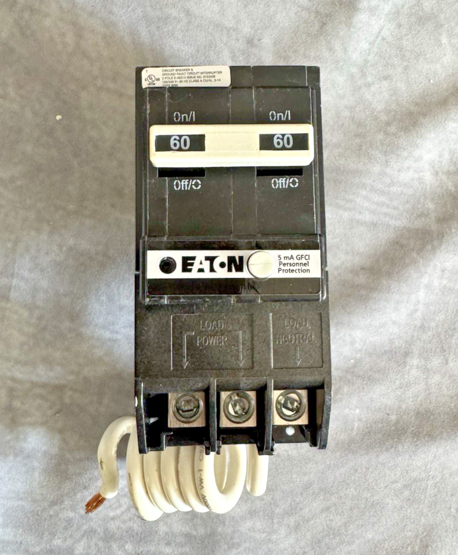 NEW Eaton BRN260GF 60 Amp 2-Pole Ground Fault Circuit breaker 120/240V 10kA