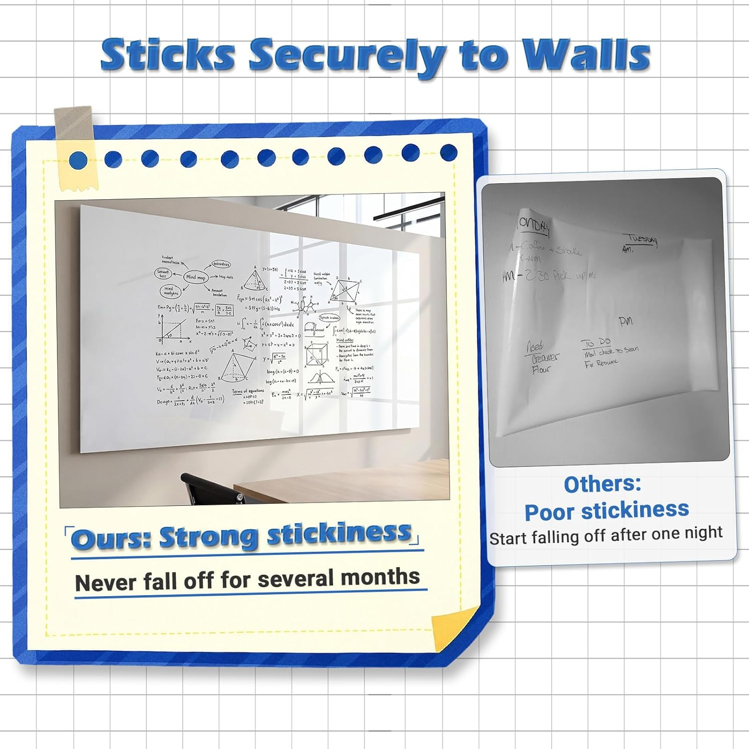 White Board Dry Erase Paper, 48″ X 36″ Whiteboard Wallpaper, with 4 Markers, Sta