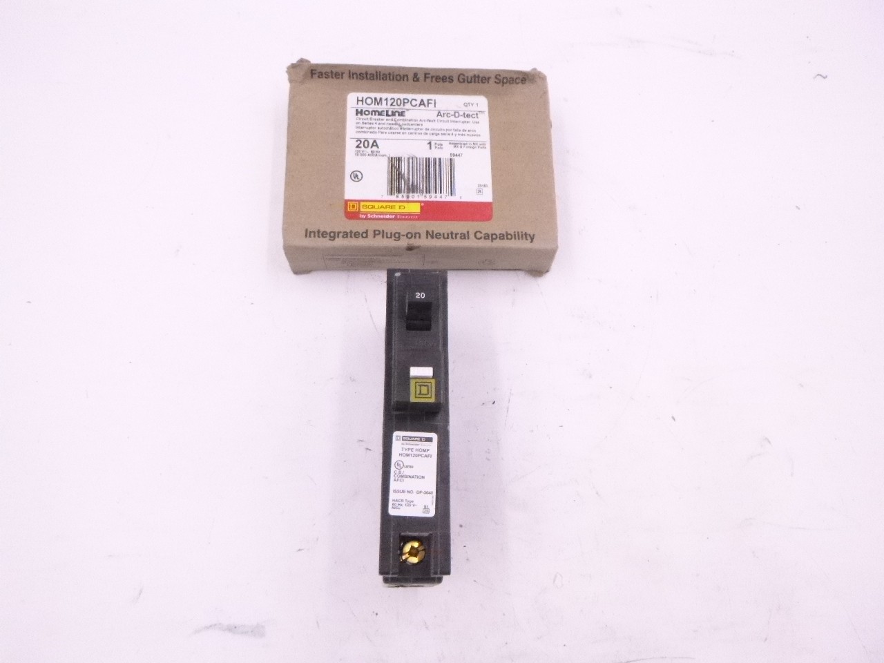 Square D/Homeline 20A Circuit Breaker & Combination Arc-Fault Circuit Interupter