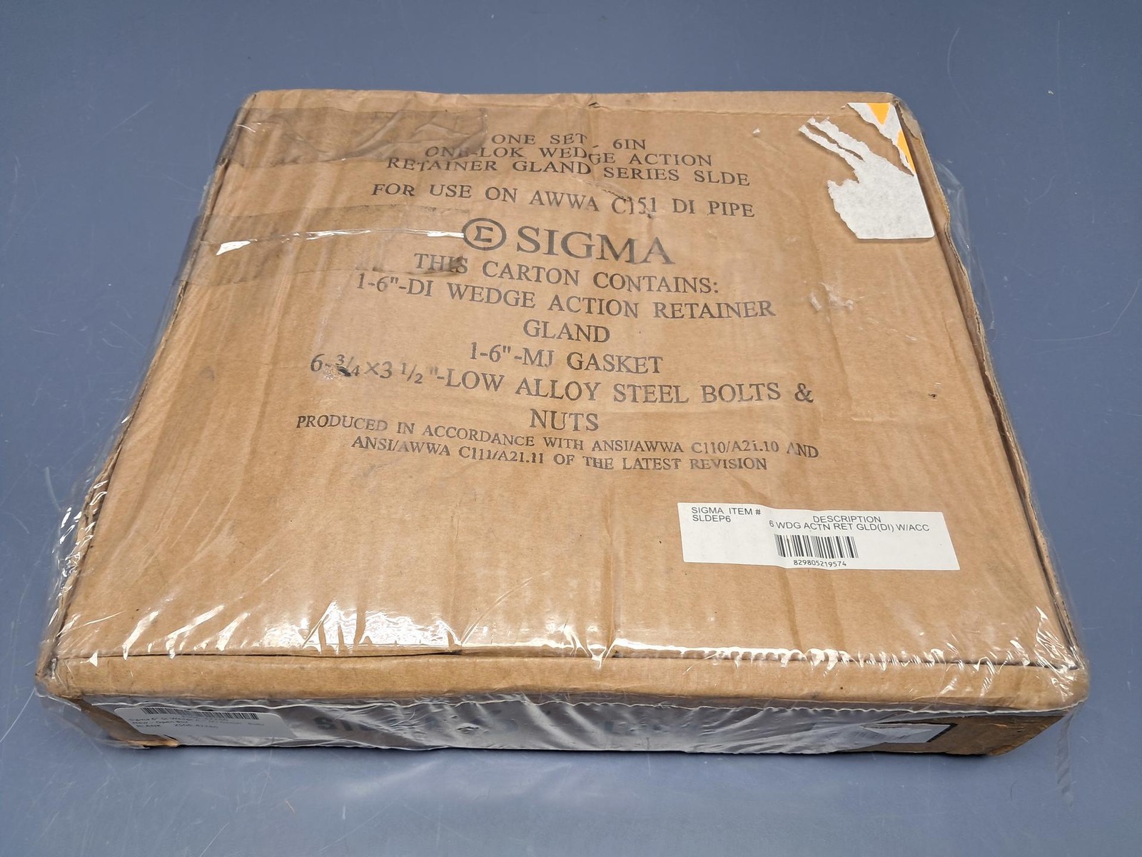 Sigma 6” DI Wedge Action Retainer Gland W/ 6” MJ Gasket & Bolts