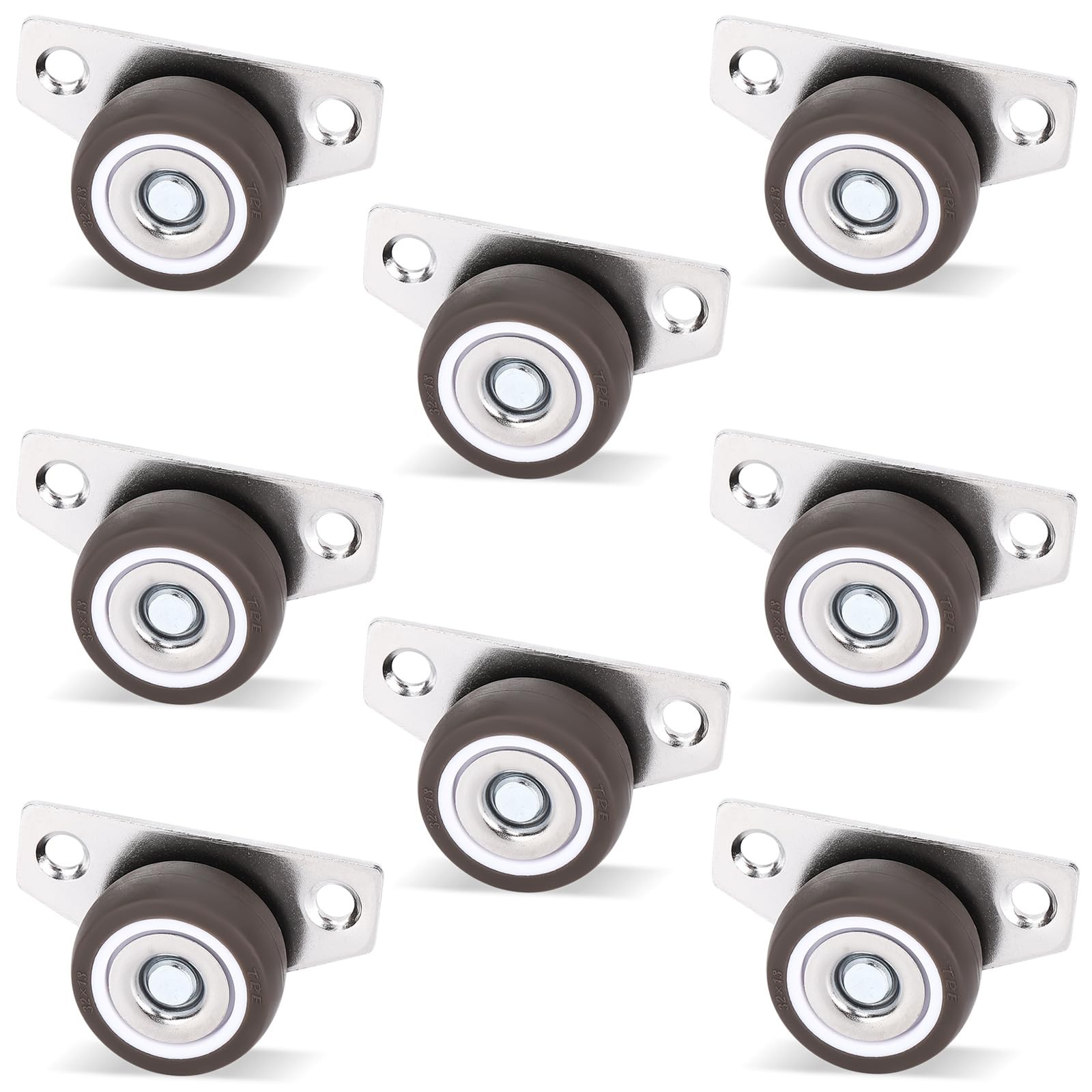 8Pcs Mini Low Profile 1-1/4″ Casters Wheels for Furniture, Drawers, DIY Projects