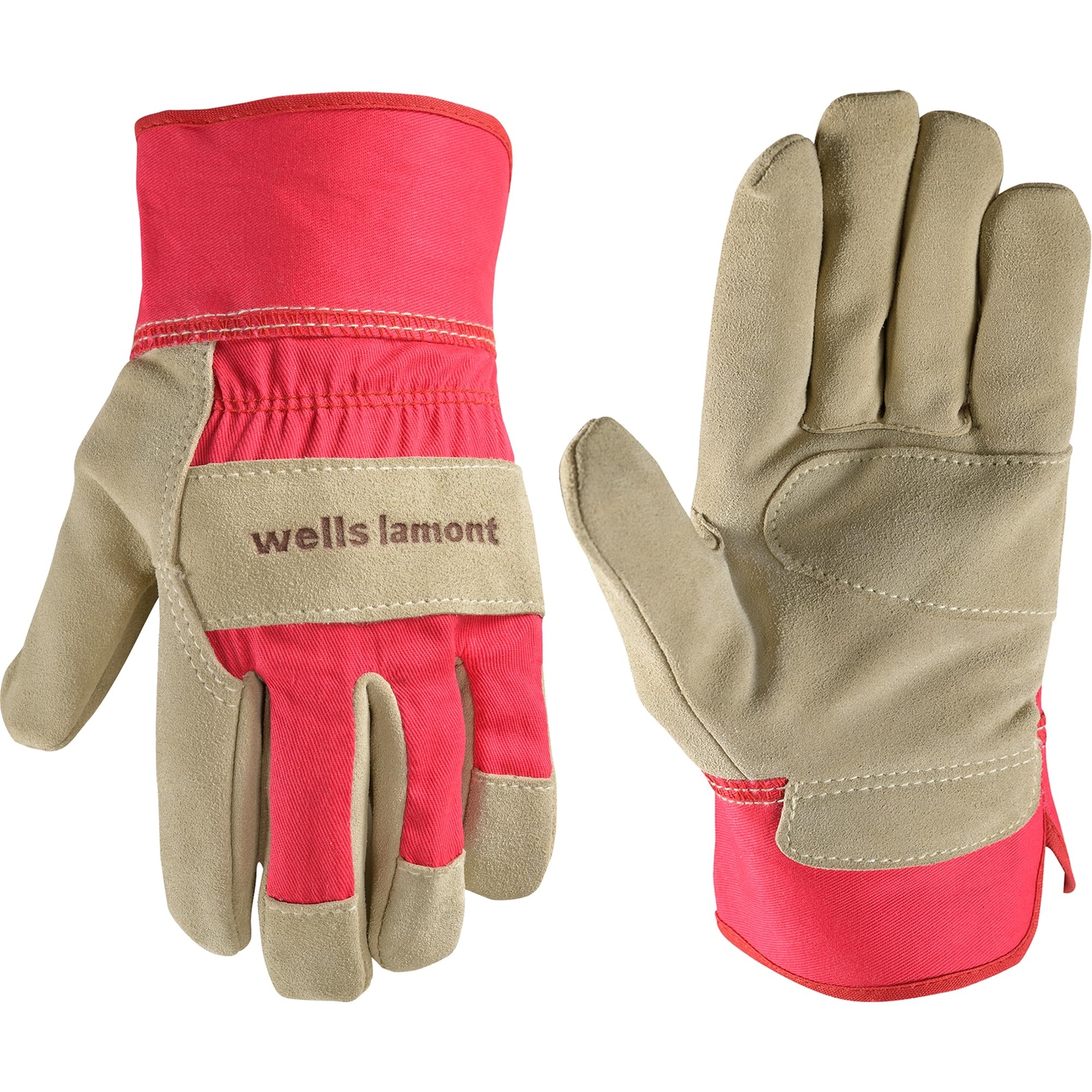 Wells Lamont Women’s Heavy Duty Leather Palm Work Gloves with Safety Cuff, Pink,