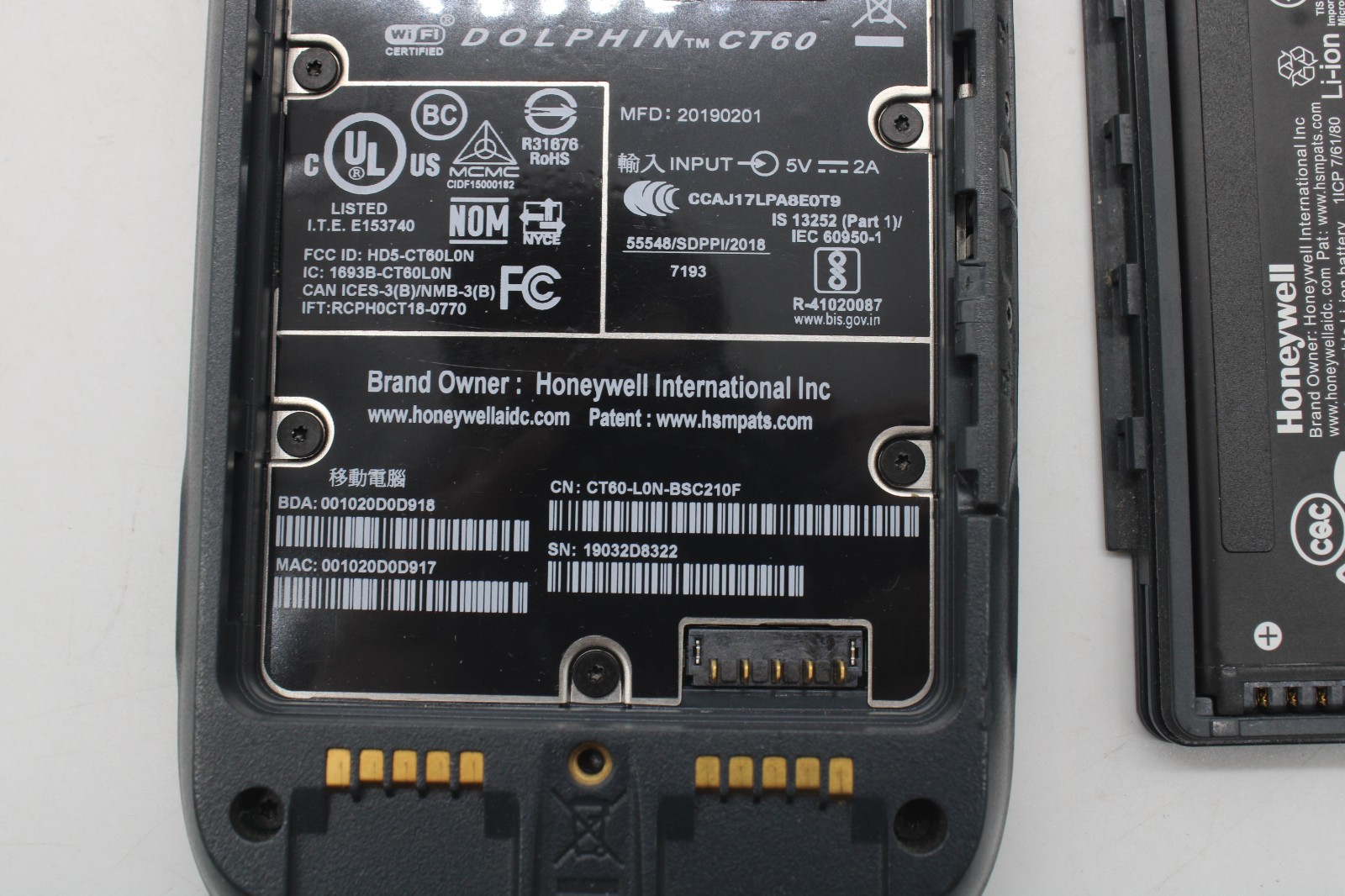 Honeywell Dolphin CT60 Android 13 Mobile Computer CT60-L0N-BSC210F w/ Battery