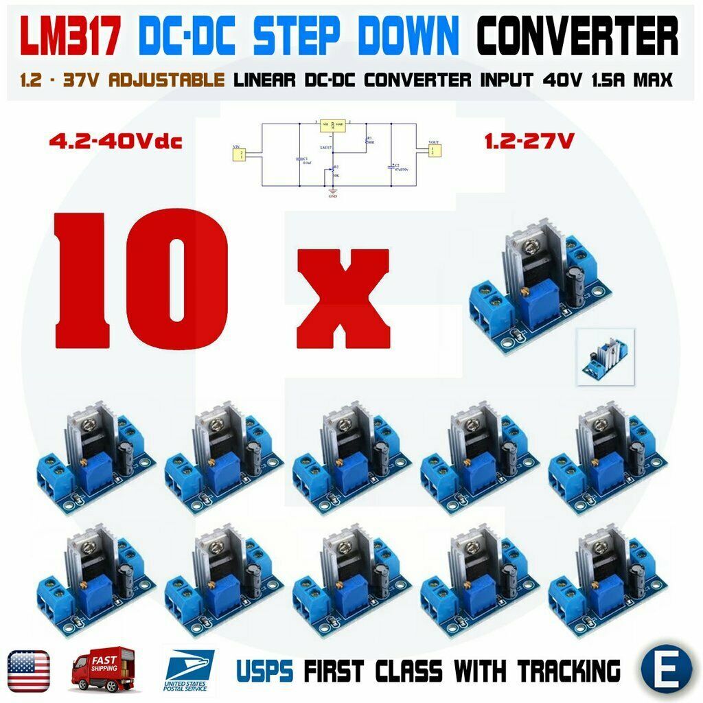 10pcs LM317 DC-DC Converter Adjustable Linear Regulator Step Down Circuit Board