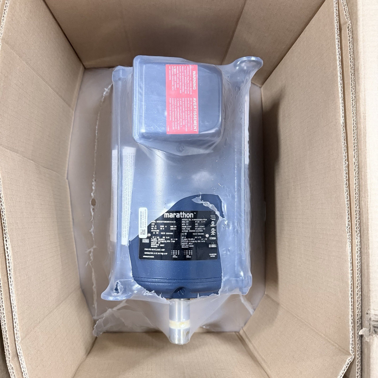 Carrier HD62FX654 Blower Motor OEM MARATHON 7.5HP 60HZ 230/460V