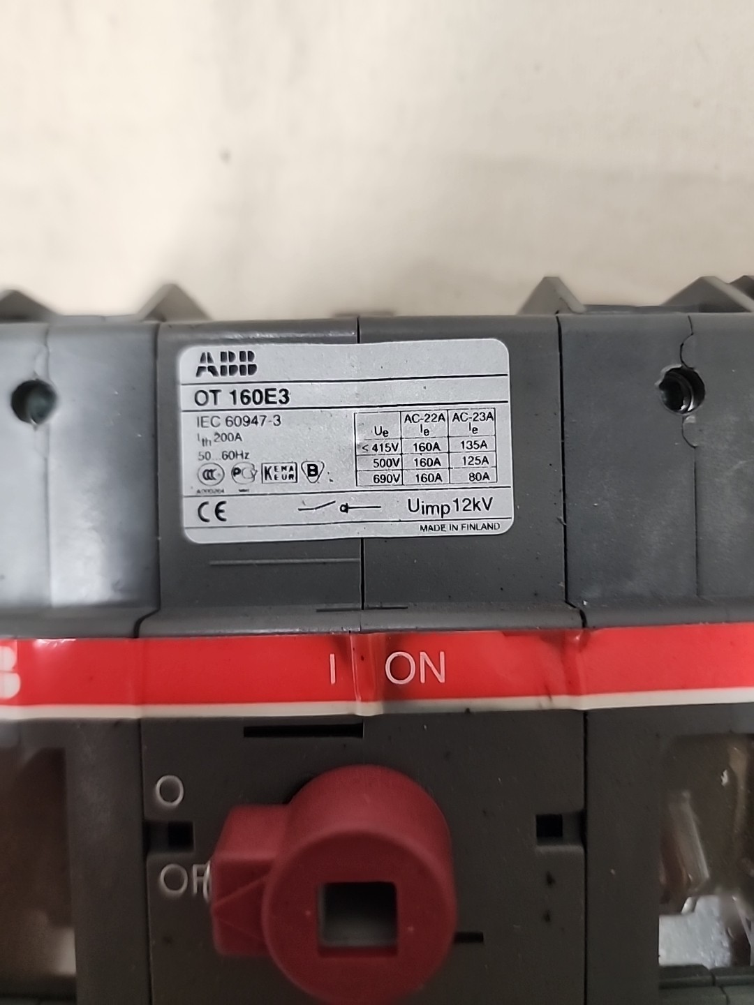 ABB OT160E3 DISCONNECT SWITCH