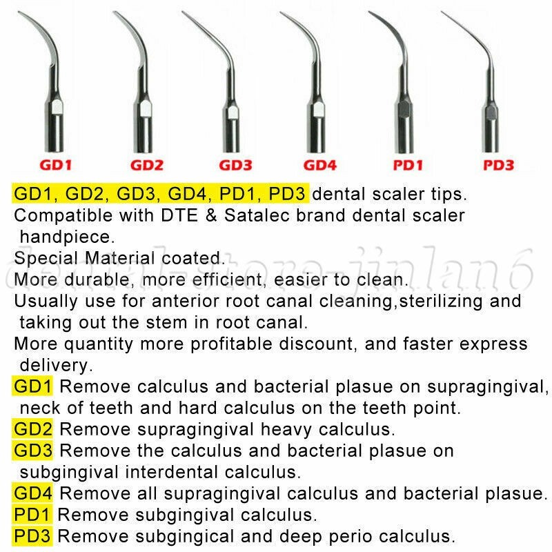 5× Dental Ultrasonic Piezo Scaler Tips fit Woodpecker EMS DTE SATELEC Handpiece