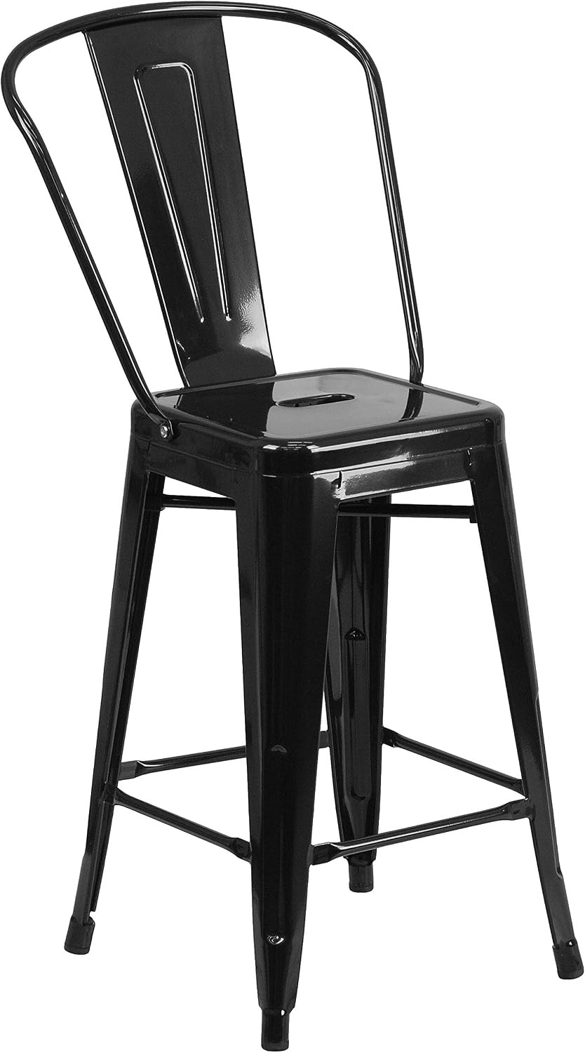 Flash Furniture Commercial Grade 24″ High Black Metal Indoor-Outdoor Counter Hei