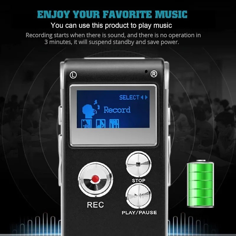 Lecture Digital Voice Recorder Dictaphone Audio MP3 Sound Mini Recorder Mic