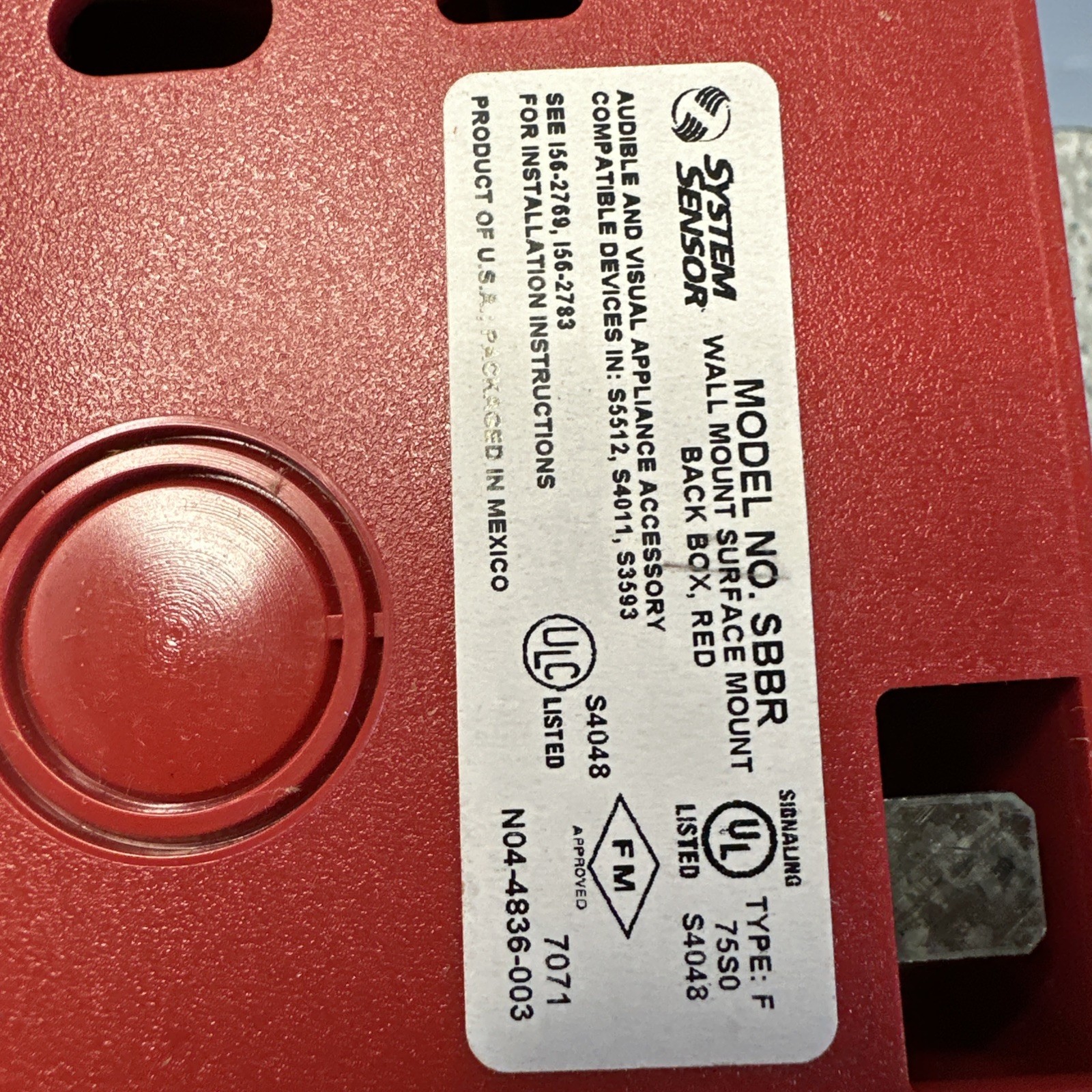 **NEW** System Sensor SBBR – Wall Mounted Surface Box Red