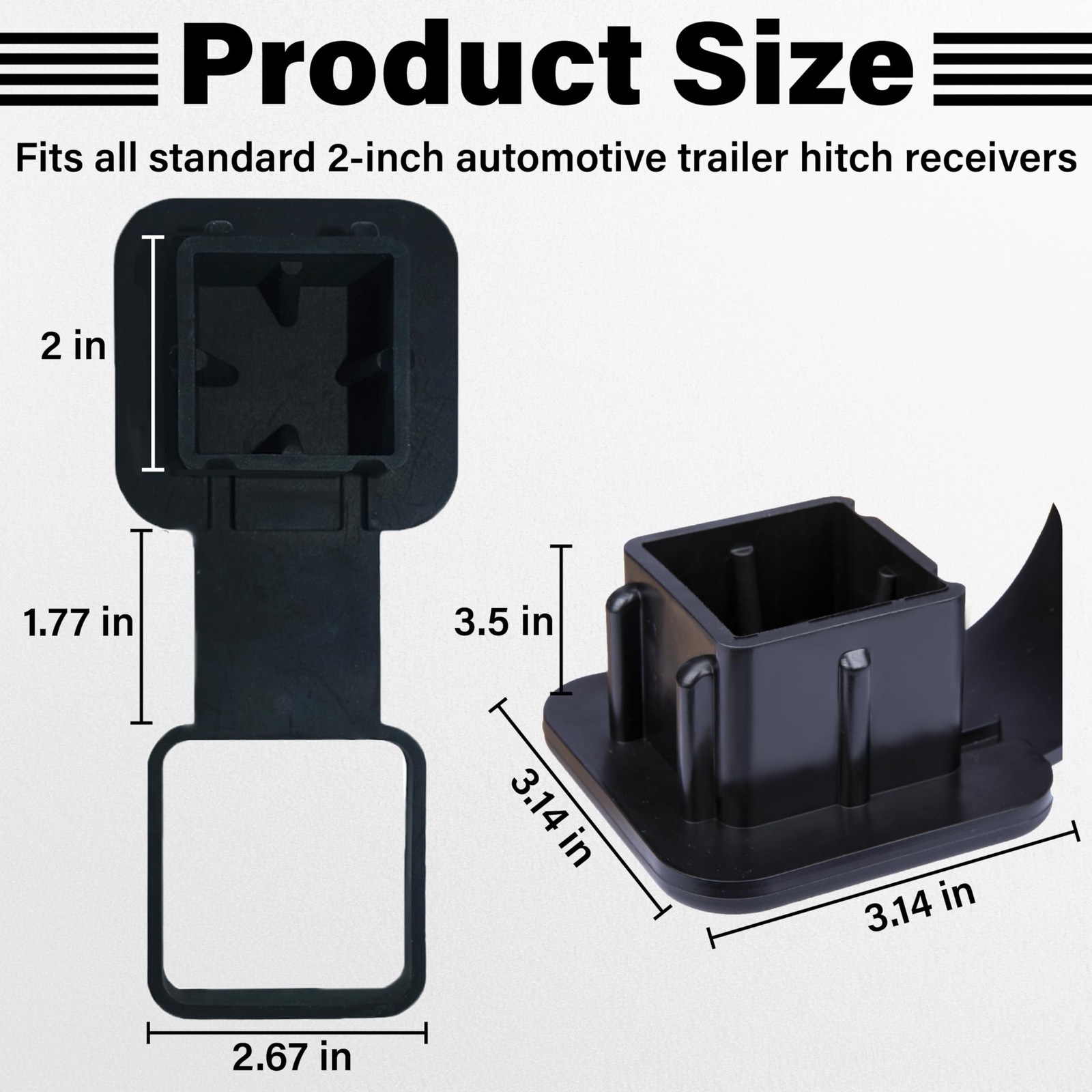 2 Inch Rubber Trailer Hitch Cover, Durable Tow Full Cover Pattern, No Pattern