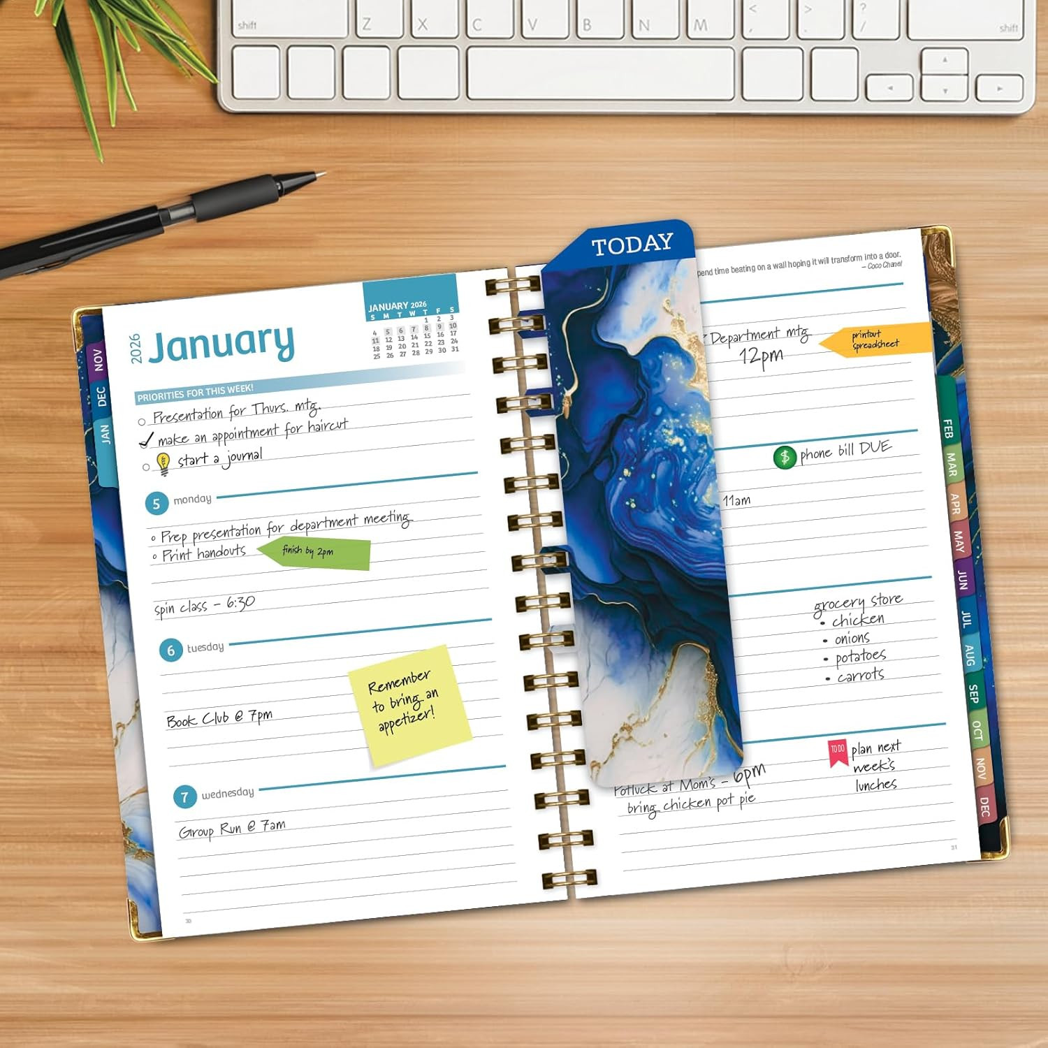 HARDCOVER 2026 Planner, 5.5″x8″: 14 Months (November 2025 – December 2026), Dail