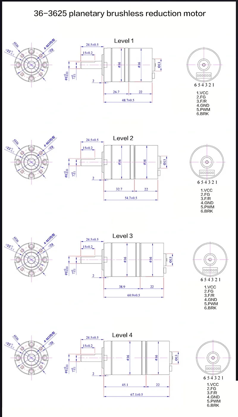 36mm60KG BLDC Planetary Rducer speed regulation Motor forward and reverse 12V24V