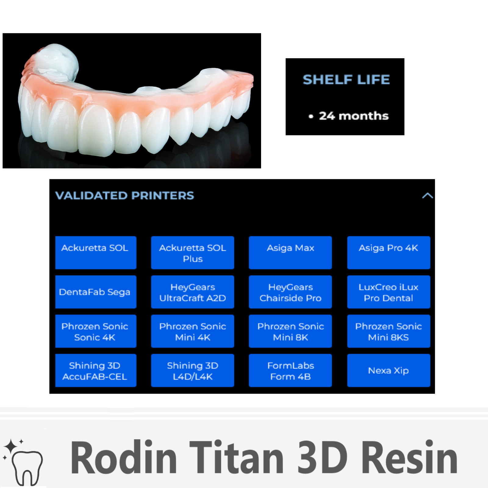 Rodin Titan 3D Printing Resin, All Shades, 300g, 600g, 1.2kg Bottle, Dental