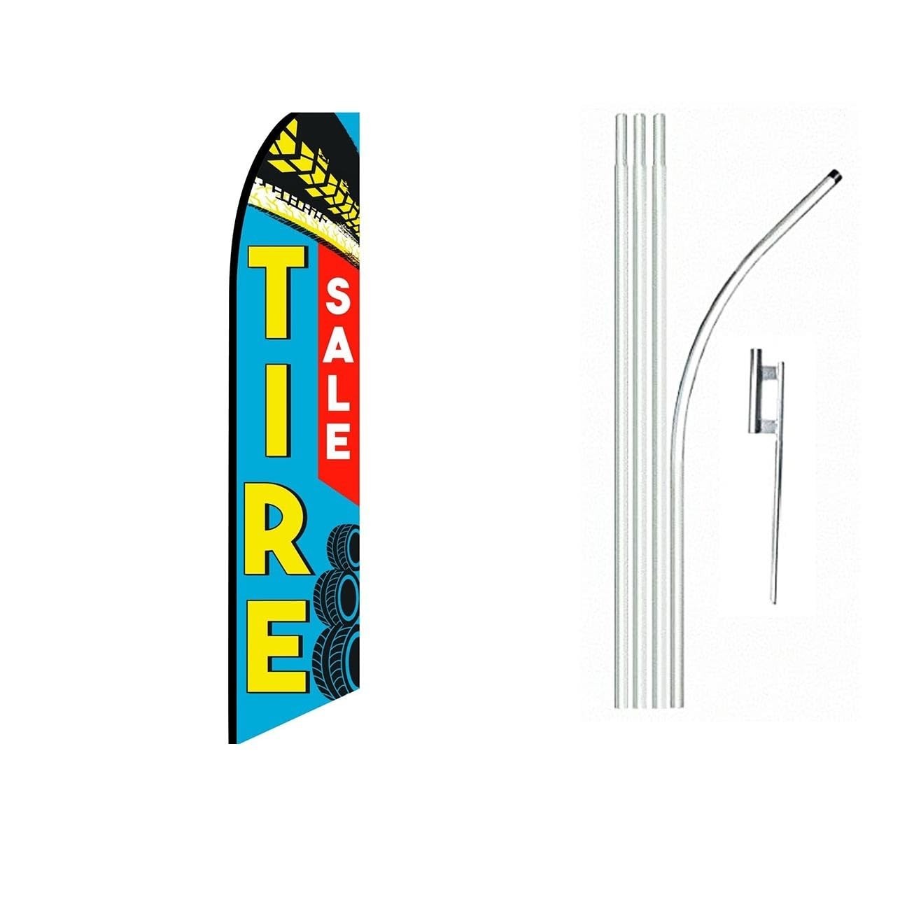 Tire Sale Teal Swooper Flutter Feather Flag | 3ft W x 11.5ft Tall