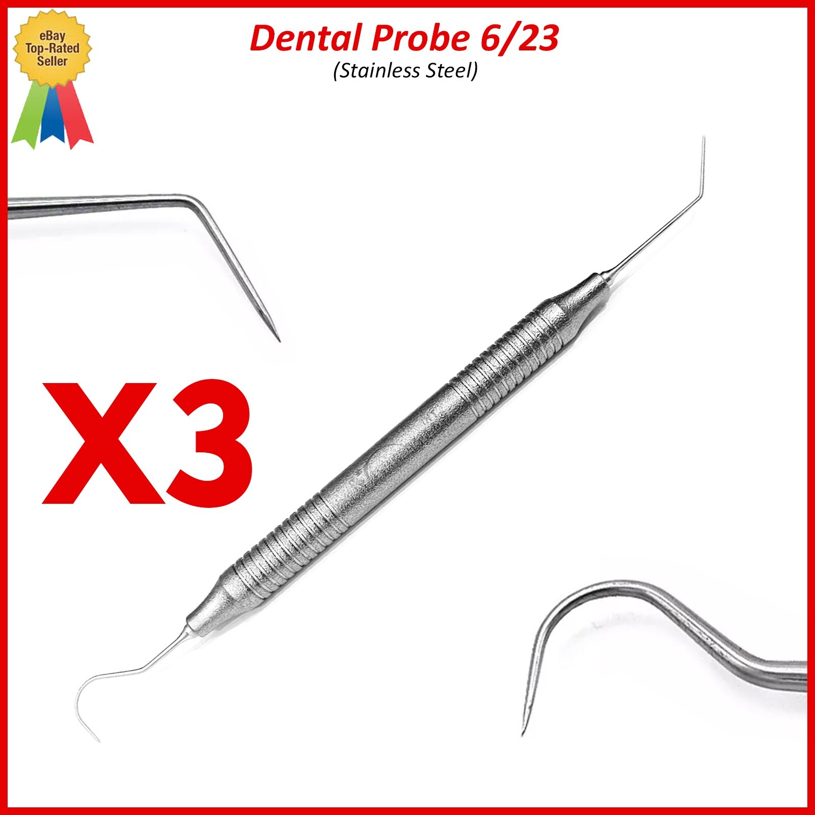 X3 Dental Explorer Probe 6/23 Hollow Handle Diagnostic Double Ended Examination