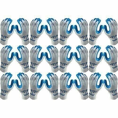 ATLAS Fit 300 Showa Latex Palm-Dipped Blue Large Rubber Work Gloves, 144-Pairs
