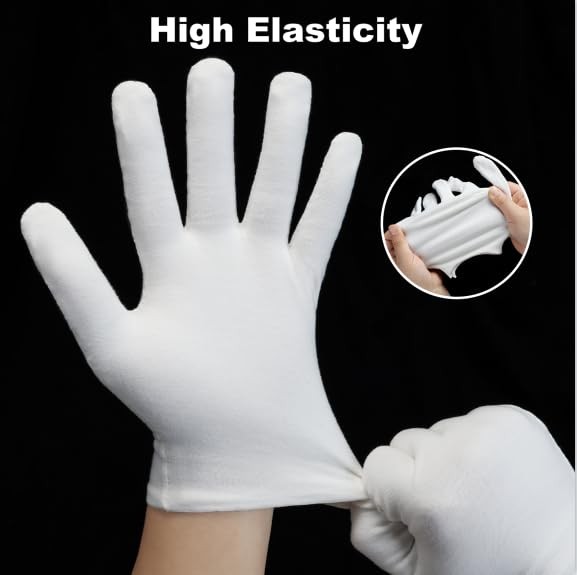 3 Pairs White Cotton Gloves For Dry Hands Sleeping Premium Cotton Gloves