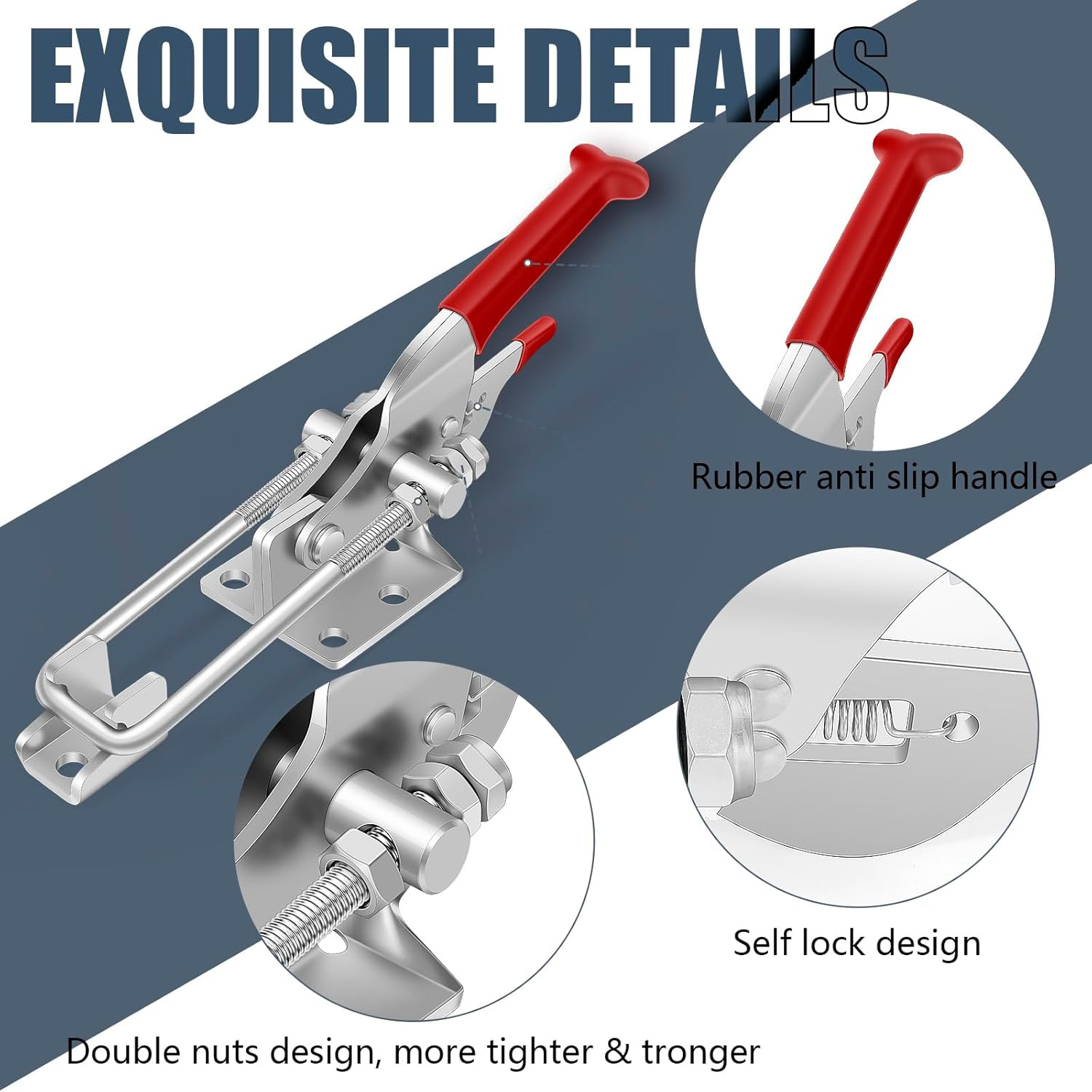 2 Pack Toggle Latch Clamp, Heavy Duty Latches, 2000Lbs Holding Capacity Adjustab