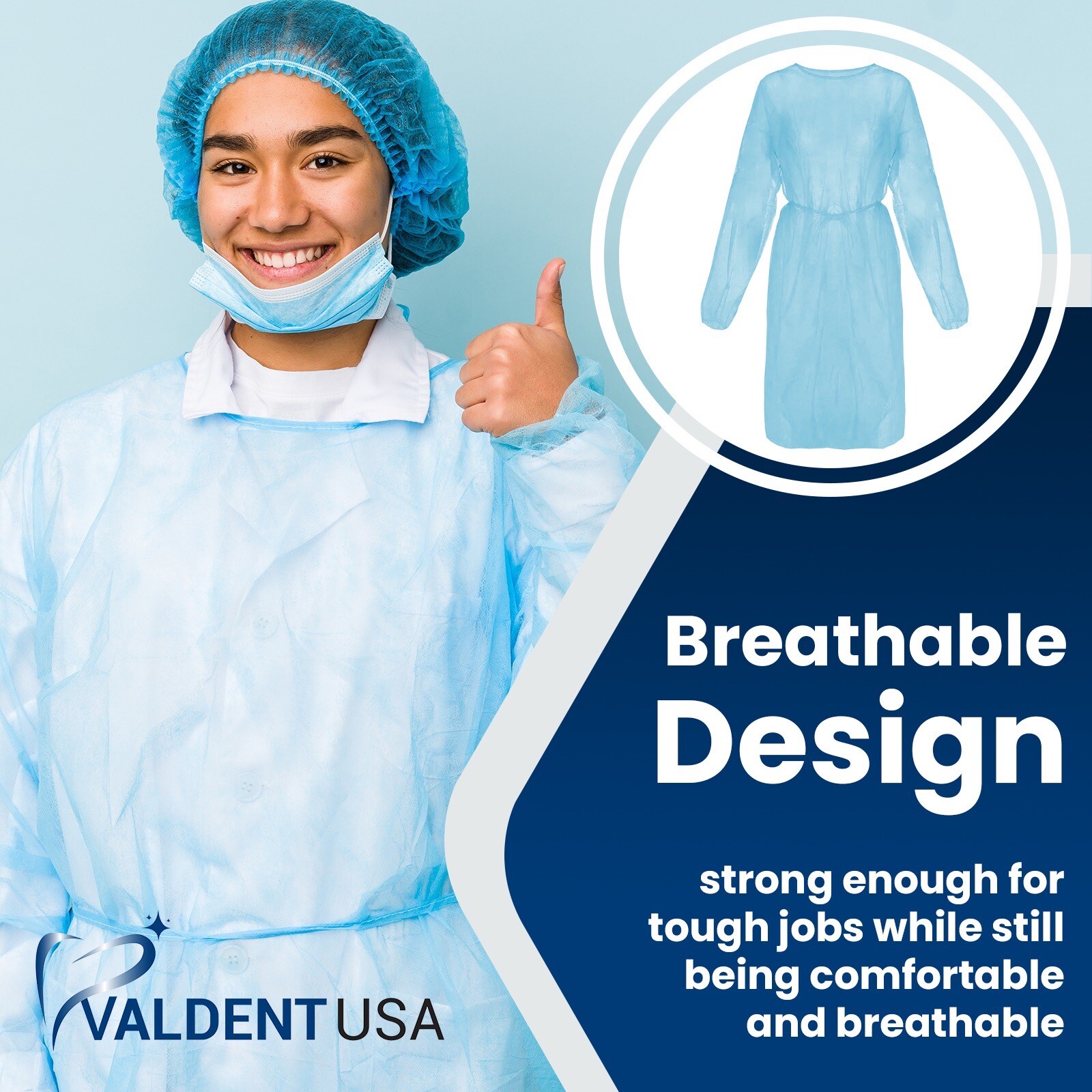 Elastic Cuff Isolation Gowns Disposable Level2 SMS Blue Medical 10/50/100 PK