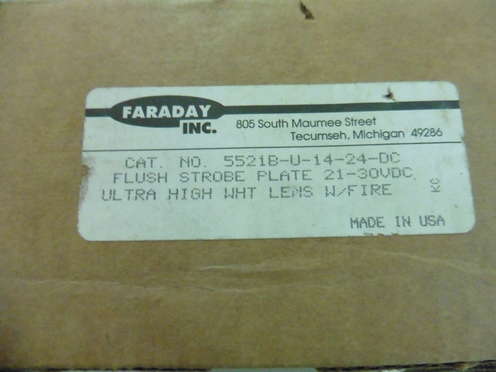 New Old Stock Faraday Flush Strobe Plate Mount 5521B-N-14-24-DC