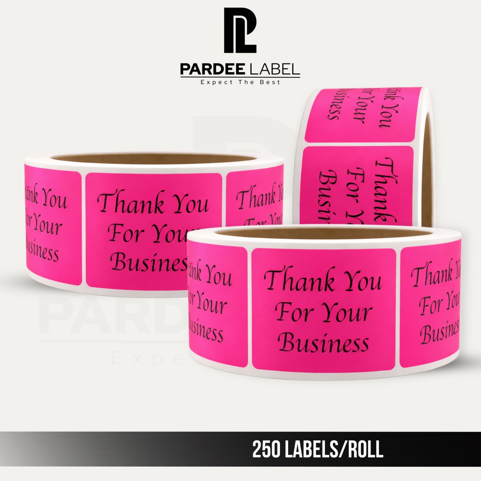 Thank You For Your Business Stickers Neon Pink 2×3” – 250 Labels Roll