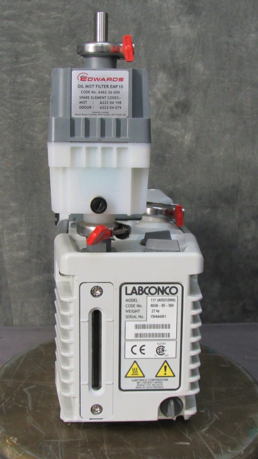 LabConco 117 Rotary Vane Vacuum Pump & Mist Filter; WARRANTY