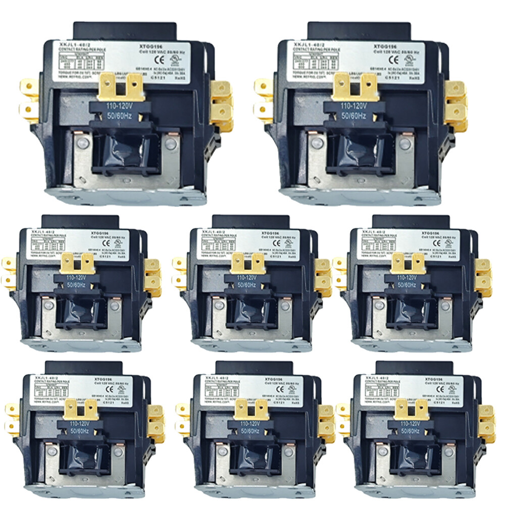8PCS 2 Pole Magnetic Contactor 40 Amp 120VAC Coil XKJL1-40/2 US