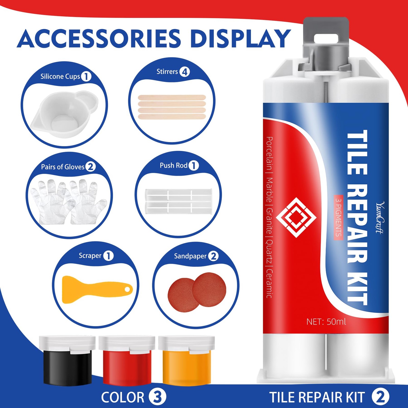 Tile Repair Kit Color Match Porcelain Repair Paste for Bathtub, Sink, Cerami…