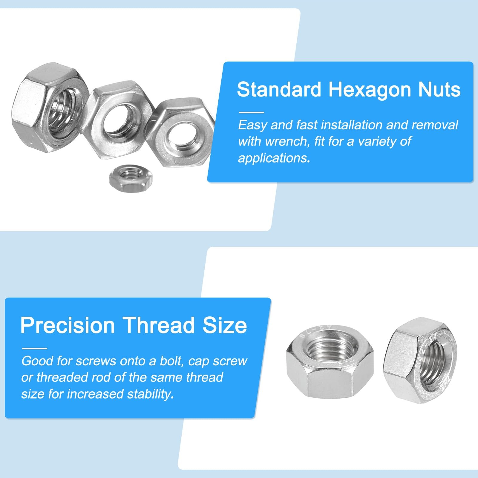 METALLIXITY Hex Nuts M12x1.25mm 10Pcs, 304 Stainless Steel Metric Fine Thread…